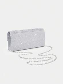 REMANLAND 迷你亮片链条褶皱方形晚宴手拿包/手提包，完美搭配女士舞会礼服、舞厅配饰、亮片连衣裙、闪光连衣裙、优雅正式礼服、优雅舞厅钱包，也适合伴娘，适用于婚礼招待会、派对、婚礼、舞会、盛会和其他场合。 - 銀色 - 查看 7