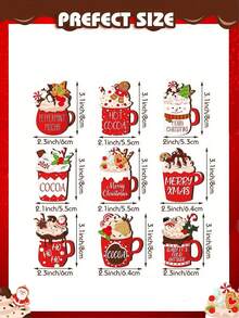 18 buc, Decorațiuni de Crăciun cu atmosferă, Decorațiuni din lemn de Crăciun, Decorațiuni pentru bradul de Crăciun, Decorațiuni pentru curte, Decorațiuni pentru casă, Decorațiuni pentru grădină - Multicolor - Vizualizare 2