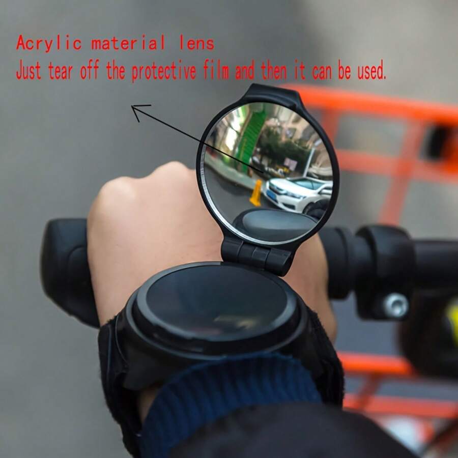 360° Rotatable Convex Bicycle Rearview Mirror, With Wrist Strap And Arm Strap, Suitable For Various Vehicles, Round Rearview Mirror, Wrist Rearview Mirror, Cycling And Motorcycle Safety Gear, Cycling Wrist Rearview Mirror - Multicolor - View 1