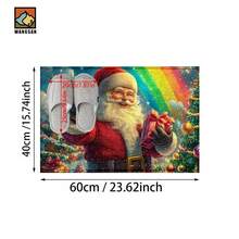 1PC Santa Claus Background Pattern Bathroom Mat, Imitation Cashmere Material, Plush Decoration, Suitable For Bathroom, Doorway, Kitchen And Holiday Decoration, Machine Washable, Gift Choice - Multicolor - View 14