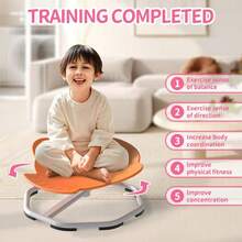 Children's Exercise Rotating Toy, Children's Rotating Chair, Birthday Gift BodyCoordination Training Chair, NonSlip Sensory Toys 360° SpinningChair For Kids Aged,4-12, Improving Kids PhysicalFitness - Orange - View 4