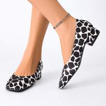 New Polka Dot Chunky Heel Shoes For Women, Square Toe Comfortable Casual Shoes, Plus Size Low Heel Shoes - trắng - Xem 2