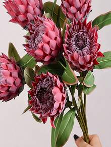 1/2 Piece Artificial King Protea Flower Bouquet - Luxury Plastic Desktop Decor, Maintenance-Free, Suitable For Dining Table, DIY Vase Decoration, Living Room, Bedroom And Garden - Multicolor - View 6