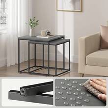 Home Collective Couchtisch 2er Set Rund Beistelltisch Loft Design 2 in 1 Verschachtelung Kratzfeste Oberfläche, Wohnzimmer| 53cm und 43cm Breit Eiche mit schwarzen Beinen