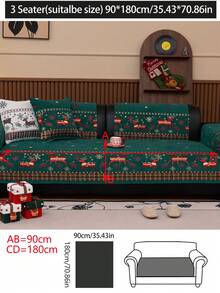 1pc All Season Christmas Decor Gift Sofa Cushion Cover, Modern Minimalist Non-Slip Sofa Seat Protector, Dust-Proof And Washable Sofa Slipcover, Mint Green Fresh And Fashionable, Soft And Fade-Resistant, Pet-Friendly, Fits L-Shaped Sofa And 1/2/3/4-Seat Sofas For Bedroom, Office, Living Room