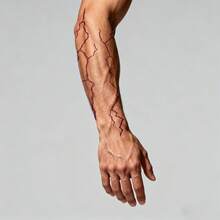 ملصق وشم مؤقت مقاوم للماء بتصميم البرق الأرجواني لليد، لفترة طويلة