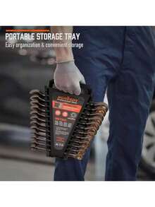 1pc 819mm Metric Ratchet Wrench, 72-Tooth Chrome Vanadium Steel Ratchet Combination Wrench With Organizer