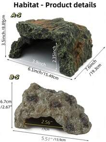 Reptile Rock Hideout, Feeding Dish Food Bowl, Bearded Dragon Tank Gecko Snake Shelter Habitat, For Terrarium - Aquarium - Feeding Box Decoration, Suitable For: Lizards, Turtles, Reptiles, Amphibians, Fish