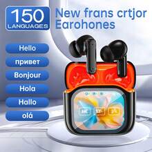 150种语言翻译，永久免费，ANC+ENC降噪，同声传译，双耳模式，现场录音，数字LED电量显示，TWS入耳式无线耳机，内置电容麦克风，重低音，Type-C可充电盒，音乐，游戏，健身，多场景应用，兼容手机/安卓/兼容iPad/OS - 黑橙 - 查看 12