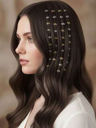 30pcs/60pcs Gold & Silver Wavy Braid Hair Ties - New Hair Scrunchies, Suitable For Hair Extensions And Halloween