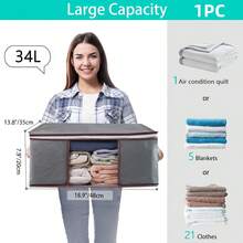 Túi vải đựng đồ có thể gấp gọn, thích hợp để sắp xếp đồ đạc trong nhà, quần áo, chăn, áo len, đồ giường, phòng ngủ, gối và các vật dụng lưu trữ và sắp xếp khác - Xám - Xem 7