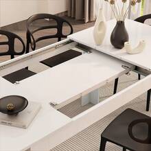 Mobili Fiver, Mesa de Comedor fácil y Extensible, 55.1 x 35.4 Pulgadas, Color Negro Ashwood, Fabricado en Italia - Blanco brillante - Ver 6