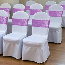 Gold Sequin Chair Sashes With Bow For Folding Chairs, Party Wedding Reception Decorations, 20 PCS - Lavender - View 7