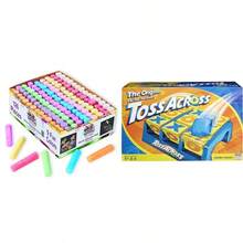 Box Of Jumbo Sidewalk Chalk, 126 Piece 9 Colors Games Toss Across Game, Tic Tac Toe Outdoor Game, Bean Bag Tossing Action