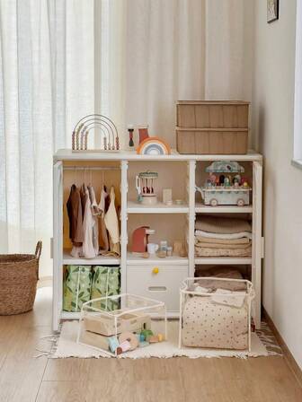 1套4/2/1件透明可折叠玩具收纳盒，大容量多功能家用储物箱，可存放脏衣服、玩具及杂物，适用于卧室、浴室、客厅、衣柜使用（提醒：实际商品均为米色边）