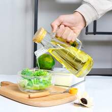 1 Large-Capacity High Borosilicate Glass Oil Bottle, Large-Capacity Household Kitchen Oil Bottle With Scale, Glass Oil Bottle, Glass Vinegar Bottle, With Measuring Device, Oil-Proof Overflow Device, Seasoning Bottle, Outdoor Barbecue Camping Picnic, Kitchen Supplies