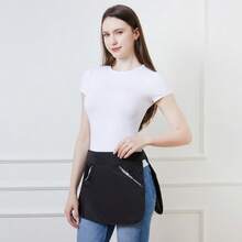 1pc Practical Work Waist Apron, Made Of Waterproof Material To Handle Splashing Easily. Adjustable Strap Design Fits Various Body Shapes, Multi-Compartment Pockets For Organized Storage, Enhancing Efficiency For Service Industry Workers