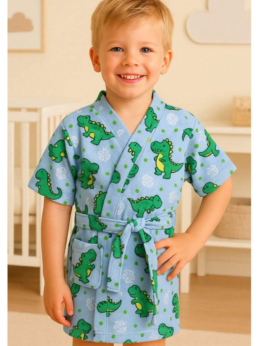 Children's Plush Character Pool Bathrobe - Dinosaurio - Ver 1
