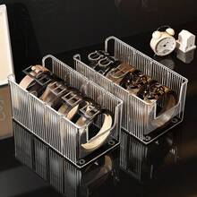 1/2pcsTransparent Tie And Belt Organizer Acrylic Closet Drawer Storage Men's Pants Belt Display Rack Belt Storage Box - Multicolor - View 10