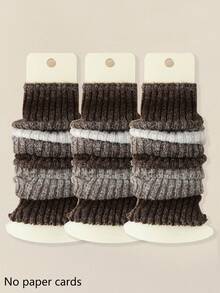 1/2/3/4 双装女士渐变色腿套，加厚针织复古风小腿套，时尚春季保暖蕾丝中筒腿套，秋冬季 - 彩色 - 查看 18