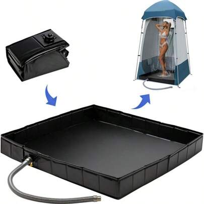 Barraca de Chuveiro Externo, Abrigo Solar Dobrável, Bandeja Inferior, Cabine de Banho Portátil, Bacia de Água Multifuncional para Camping no Carro