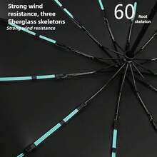1把自动伞，加固60根伞骨，男士商务强韧耐用防风伞，女士防紫外线两用遮阳伞，春夏精选，伴娘礼物，房间装饰，卧室装饰，海滩，旅行，男女通用，度假 - 彩色 - 查看 3