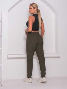 calça femenina   Simples    Nó  Bolso  Cordão