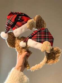 1 pieza Diadema de Navidad con diseño de sombrero de mujer a la moda y lindo, de peluche 3D, accesorio versátil para el hogar, lavarse la cara, uso diario, maquillaje, diadema, aro para el cabello