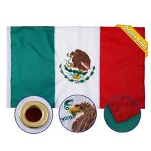 AZCOVER Bandera mexicana de 2x 3 pies, banderas de Mxico Bandera de Mxico, bandera bordad rayas cosidas con 2 ojales de latn, banderas nacionales MX resistentes 210D para interiores y exteriores - Bandera mexicana de 2 x 3 pies - Ver 2