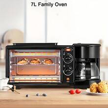 4-In-1 Portable Breakfast Station, Multifunctional Appliance For Baking, Toasting, Pan-Frying & Brewing Coffee Or Tea, 1050W Compact Indoor & Outdoor Kitchen Appliance With 212°F-446°F Temperature Control, 60-Min Timer, Easy-Clean Design, Durable Body & User-Friendly Knobs For Home Cooks - 黑色 - 查看 6