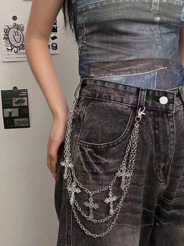 1pc Punk Hip Hop Street Dance Jeans Chain, Versatile Waist Chain Accessory For Men And Women