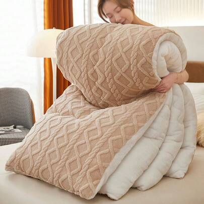 بطانية من صوف الحمل الحريري الناعم والصديق للبشرة - لحاف دافئ ومريح للخريف/الشتاء، لحاف ناعم ودافئ، بطانية سرير، فائق الناعمة والراحة، مناسبة للأريكة والسرير والمكتب والسفر - هدية متعددة الاستخدامات طوال العام