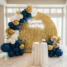 104pcs Navy Blue Balloon Garland Kit - Blue & White Balloons With Gold & Star Foil Balloons - Perfect For Blue Themed Parties & Celebrations For Boys, Girls, Kids, Babies, Baby Shower, Gender Reveal, Wedding, Birthday, Room, Party Decorations