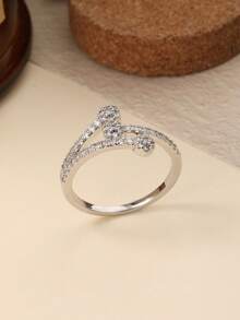 3 piezas Anillo ajustable con diseño de flor y circonita cúbica, de moda y versátil, ideal para uso diario y como regalo, adecuado para boda, compromiso, Día Nacional de Arabia Saudita, Navidad