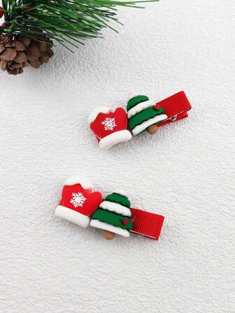 2pcs/Pack Elegant Christmas Reindeer ABS Plastic Hair Clips, Suitable For Christmas Wear, Hair Slide, Hair Barrettes