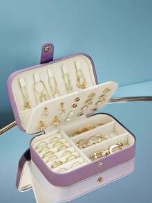 1个大容量首饰盒，分隔式首饰收纳盒，便携式旅行首饰整理盒，适用于口红、项链、戒指、香水等，旅行必备，大学宿舍必备，送朋友、女性、万圣节、圣诞节礼物 - 彩色 - 查看 22