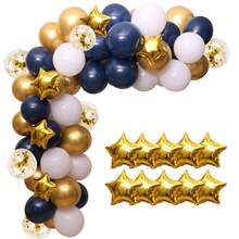 104pcs Navy Blue Balloon Garland Kit - Blue & White Balloons With Gold & Star Foil Balloons - Perfect For Blue Themed Parties & Celebrations For Boys, Girls, Kids, Babies, Baby Shower, Gender Reveal, Wedding, Birthday, Room, Party Decorations