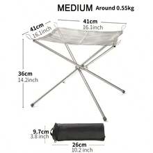 L/M 便携式不锈钢烧烤架 - 可折叠、不粘、抛光表面、露营和野餐的理想选择、户外烹饪工具、便携式烧烤架 - 銀色 - 查看 13