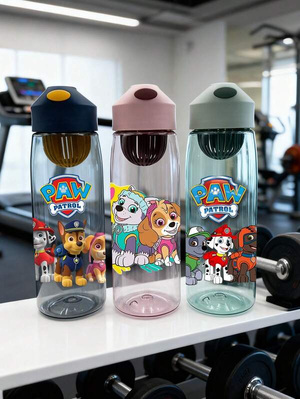 Paw Patrol 1 pieza Botella de agua deportiva con diseño de PAW Patrol, adecuada para uso diario, hogar, trabajo, fitness, camping. Botella de agua portátil, mejor regalo para Ryder, Rubble, Chase, Skye, Rocky, Zuma para ella, Halloween, Navidad, fiestas (Debido a la impresión manual, puede haber ligeras diferencias en el tamaño, color y posición del patrón)