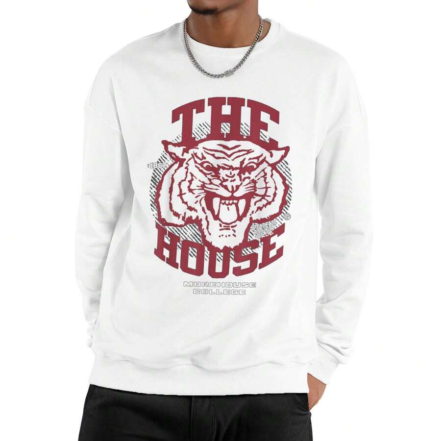 Morehouse College The House MC HBCU T Shirt Men's Casual Crew Neck Long-Sleeved Sweatshirt Soft 3D Print Shirt S - trắng - Xem 1