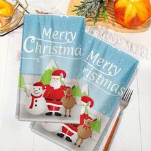 2PCS Christmas Kitchen Towels Merry Christmas Santa Snowman Reindeer Multifunctional Towels, Minimalist, Highly Absorbent,, Suitable For, Outdoor, Gym, Dining Room, Winter Decor Gift