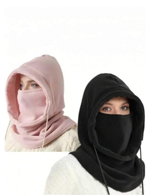 Pasamontañas de lana negra para mujer, gorra de ciclismo protectora contra el sol