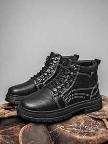 Botas para hombre para exteriores, nuevas botas de trabajo de moda casual, botas versátiles de suela gruesa con estilo clásico retro