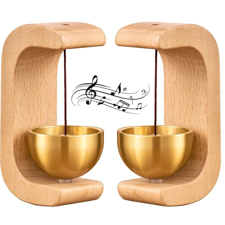 Log Wind Wind Chime - Door Chime, Wind Chime, Door Bell, Household Door Chime, Shopkeeper Open Door Chime, Magnetic Door Chime, Suitable For Door, Wall, Shop, Closet Decoration, This Door Chime Is Made Of Solid Wood Hanging And High Quality Brass, Which Brings You Elegant Texture And Visual Enjoyment. The Door Knob Bell Emits Healing Tones That Are Pleasant And Soothing. Each Ring Of The Bell Brings You A Feeling Of Relaxation And Calmness, Creating A Peaceful And Pleasant Atmosphere For You. - 黃色 - 查看 1