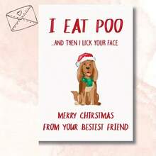 بطاقة تهنئة عيد الميلاد المضحكة بموضوع الكلب مع مغلف - مثالية لعشاق الحيوانات الأليفة والأصدقاء والعائلة ، الموسم الاحتفالي ، ملاحظة العطلة