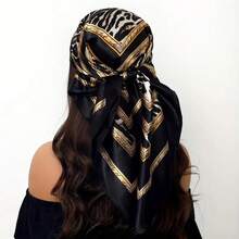 90x90 Autumn Winter Square Scarf Celebrity Style Decorative Shawl New Elegant Square Scarf Simple Professional Small Neck Scarf - Leopard Print, Zebra Print, White - View 1