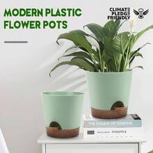 - Macetas de piezas con agujeros de drenaje y platillos para interiores, juego de 5, 6.5, 6, 5.5, 4.5, 3.5 pulgadas color blanco - VerdeSpring + 9+ 8+ 7.5 pulgadas - Ver 6