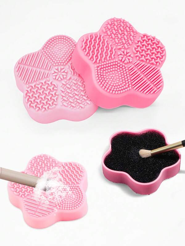 1Pc Pink Starfish-Shaped Silicone Makeup Brush Cleaning Box,Dry And Wet Dualpurpose Dry Cleaning Cleaning Box Artifact Tool Dry-Cleaning Sponge Quick Cleaning Foundation Beauty Cosmetics Tool, Durable Plastic & Silicone Construction