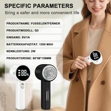 Electric Hair Remover, 6 Blades, Digital Display Screen, Lint Remover, Portable Lint Trimmer, 1200mAh Rechargeable Lithium Battery, Suitable For Removing Lint From Clothes, Sofas And Furniture - Home And Office Lint Remover