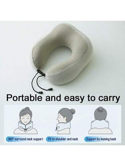 The Ultimate Travel Companion: Com Tafel Shaped Memory Foam Kussen Soft, Removable Gestreepte Hoes You Can Wash. Perfect Protecting Your Neck On Long Journeys.​ view 2